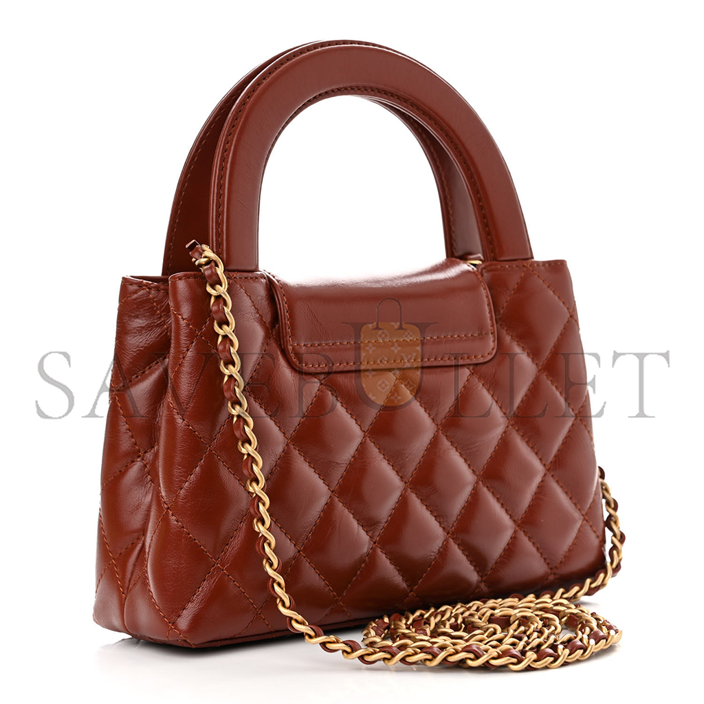 CHANEL SHINY CALFSKIN QUILTED NANO KELLY SHOPPER AS4416 (19*13*7cm)